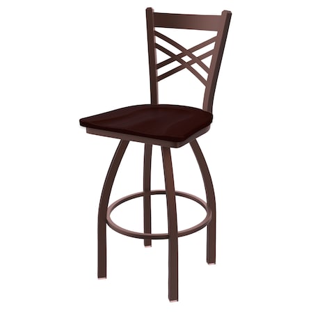 Holland Bar Stool Co 30" Swivel Bar Stool, Bronze Finish, Dark Cherry Oak Seat 82030BZDCOak